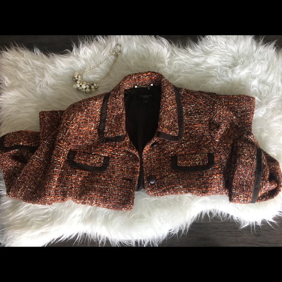 Talbots Wool Blazer Size 14 brown, orange, cream - Picture 2 of 5